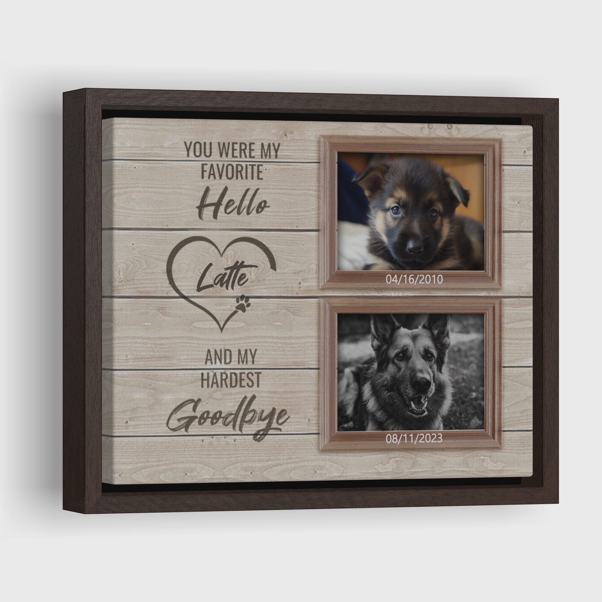 Hardest Goodbye, Hang and Place - Personalized Canvas Print Pet Memorial