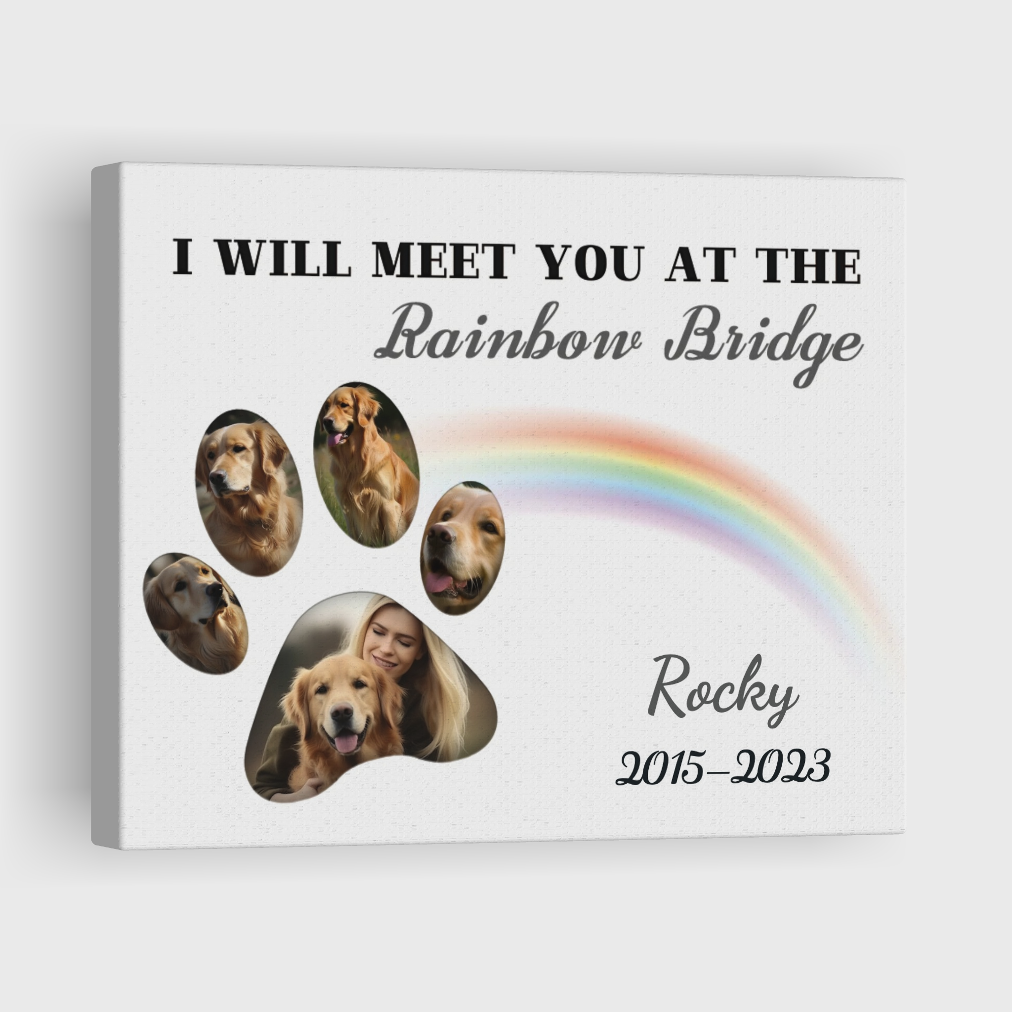 Minimalist Dog Paw Print, Hang and Place - Personalized Canvas Print Pet Memorial