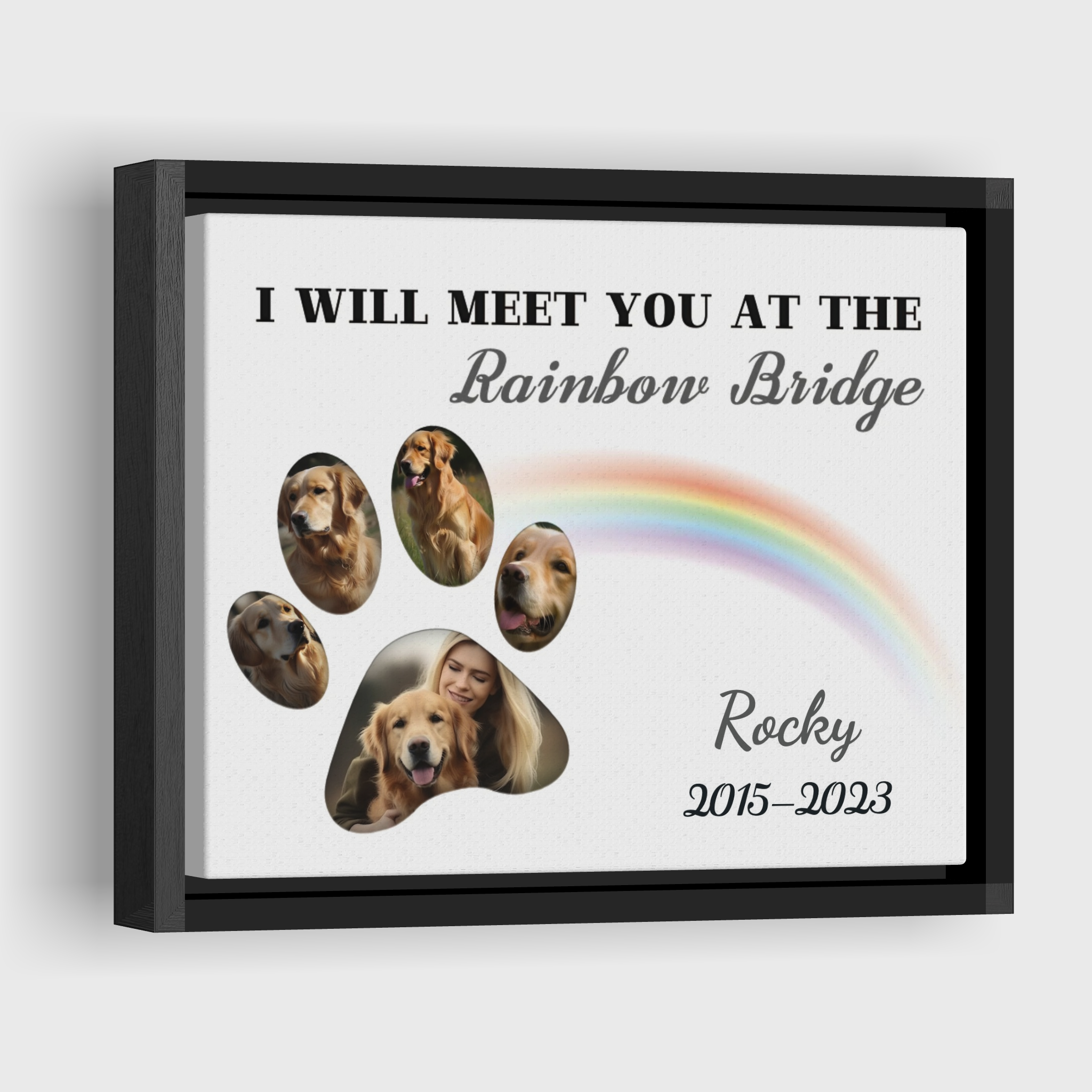 Minimalist Dog Paw Print, Hang and Place - Personalized Canvas Print Pet Memorial