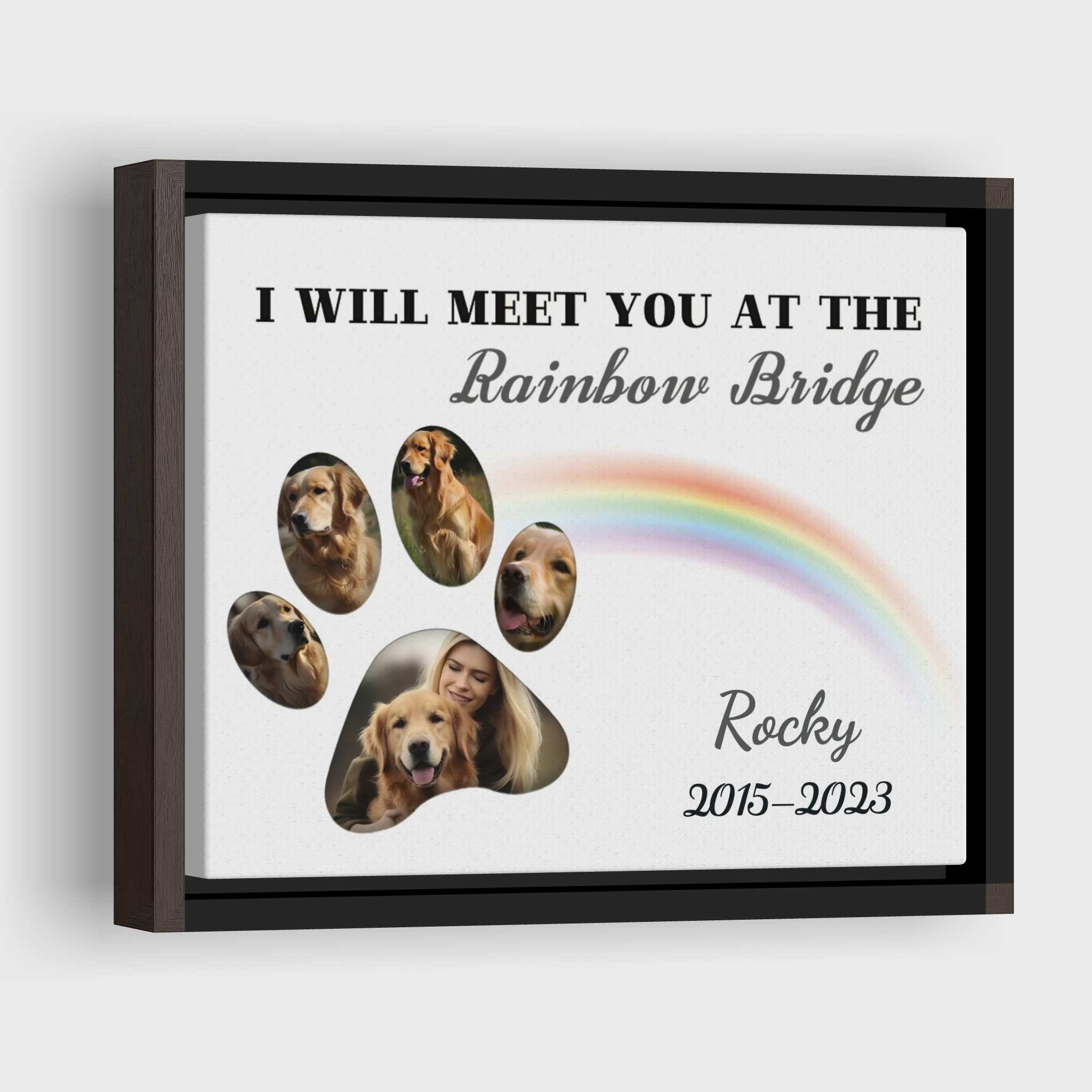 Minimalist Dog Paw Print, Hang and Place - Personalized Canvas Print Pet Memorial
