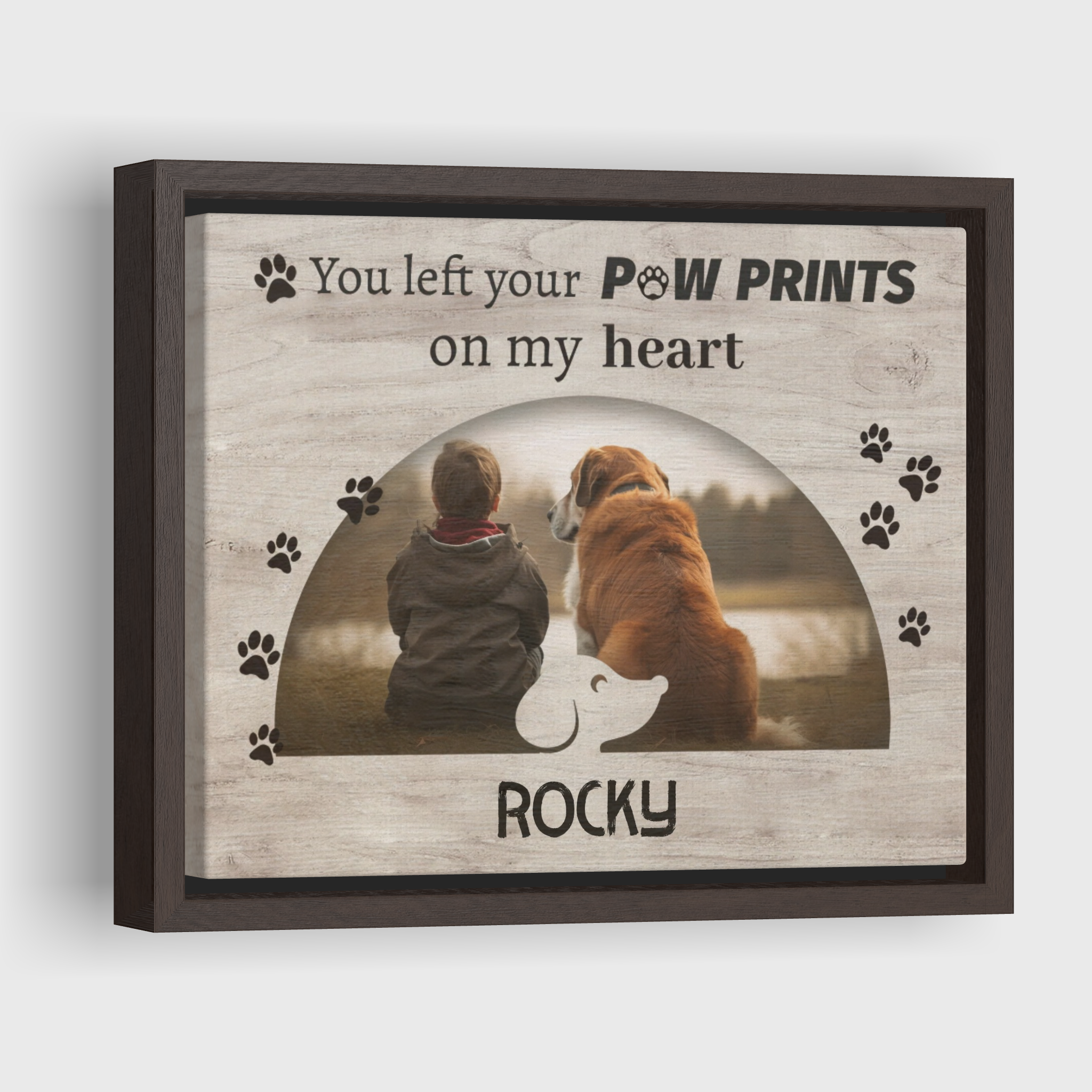 Left Your Paw Prints On My Heart - Personalized Canvas Print Pet Memorial