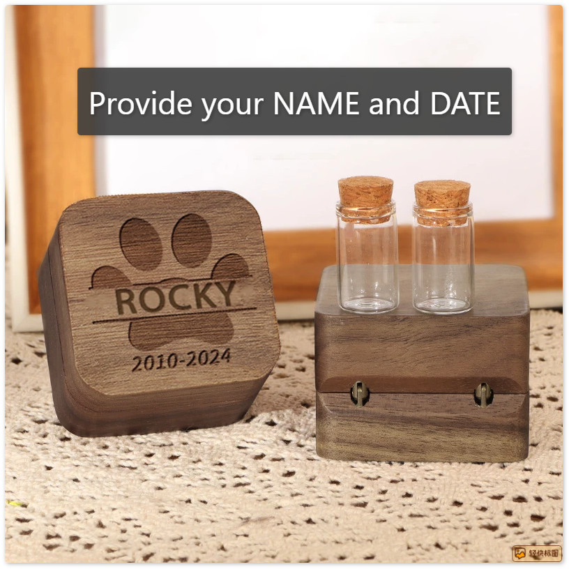 Custom Wooden Pet fur Keepsake, Wooden Pet Ashes Box, Personalized Pet Loss Sympathy Gift, Dog Memorial, Cat Keepsake Gift, Pet Loss Gifts