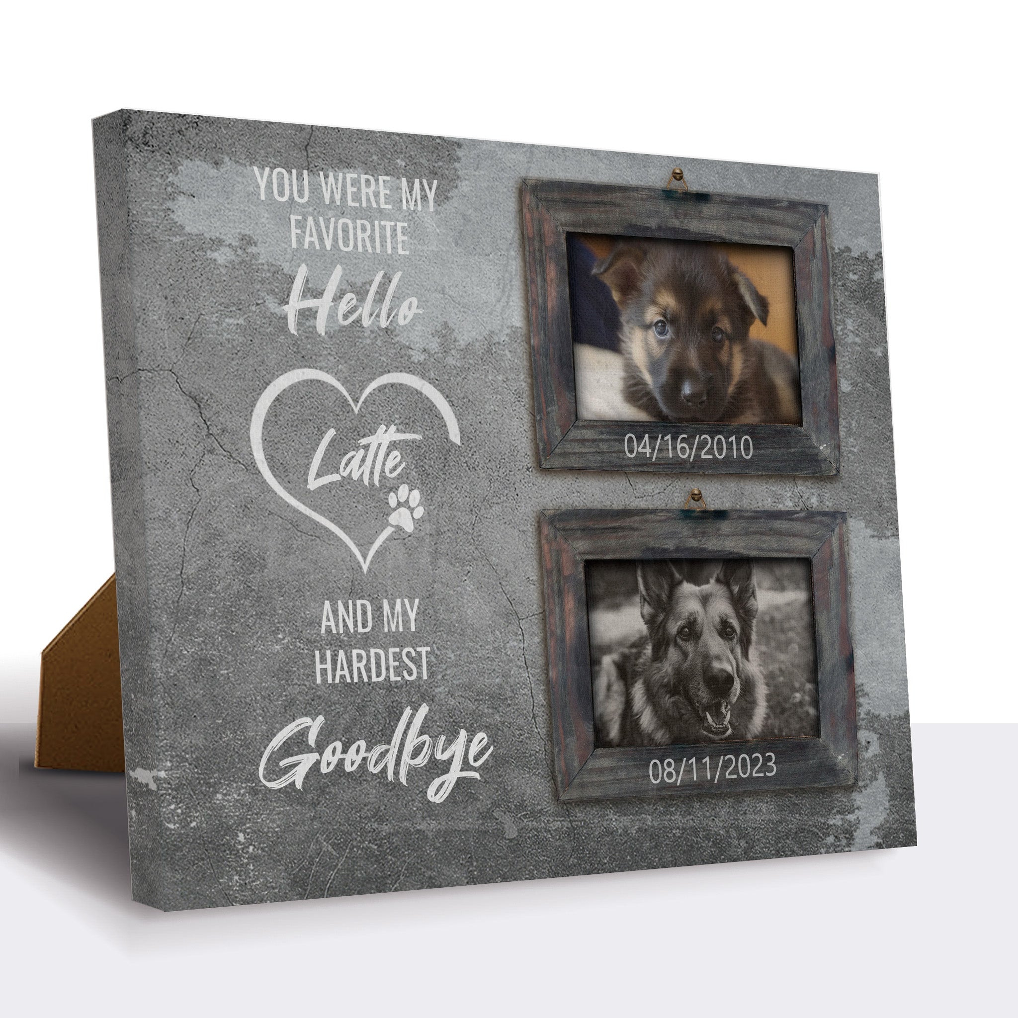 Hardest Goodbye, Hang and Place - Personalized Canvas Print Pet Memorial
