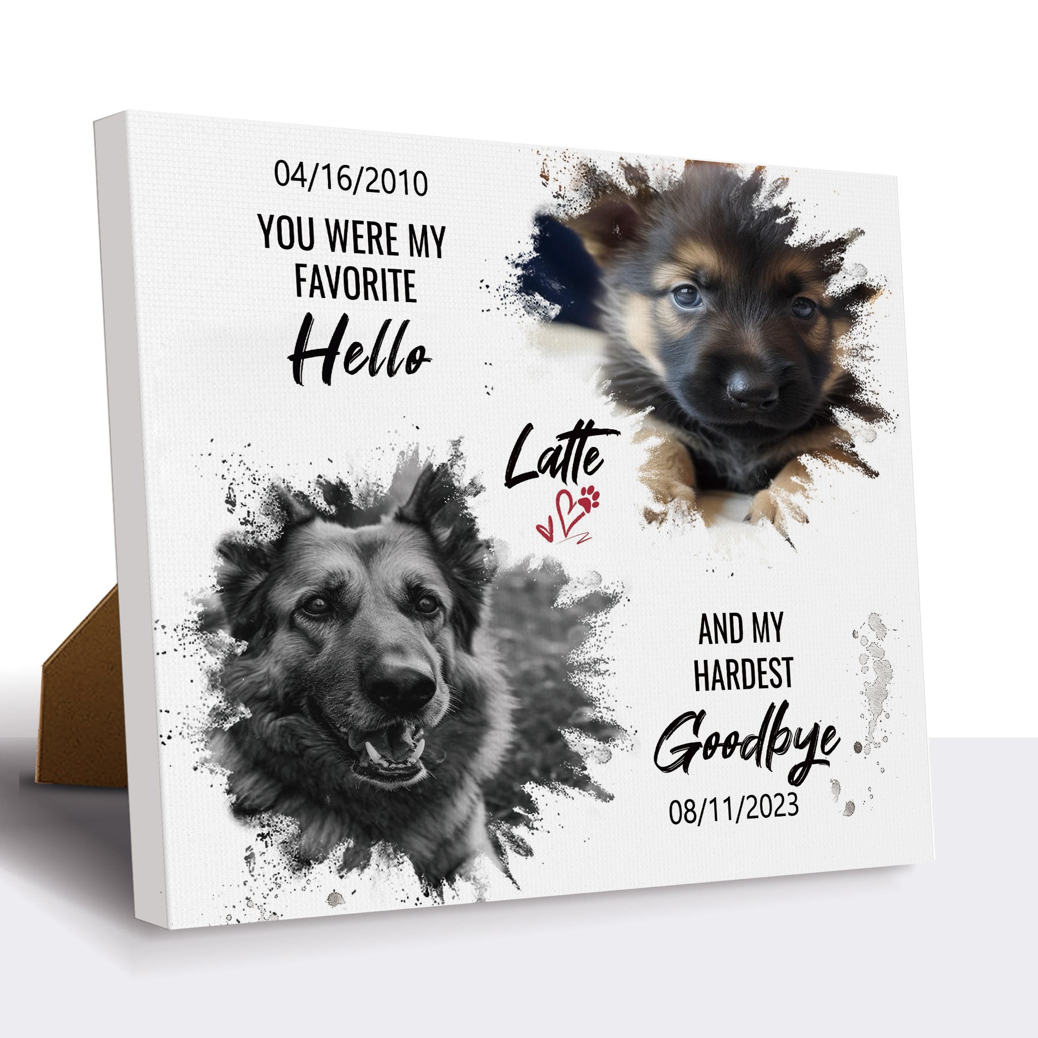 Hardest Goodbye, Hang and Place - Personalized Canvas Print Pet Memorial