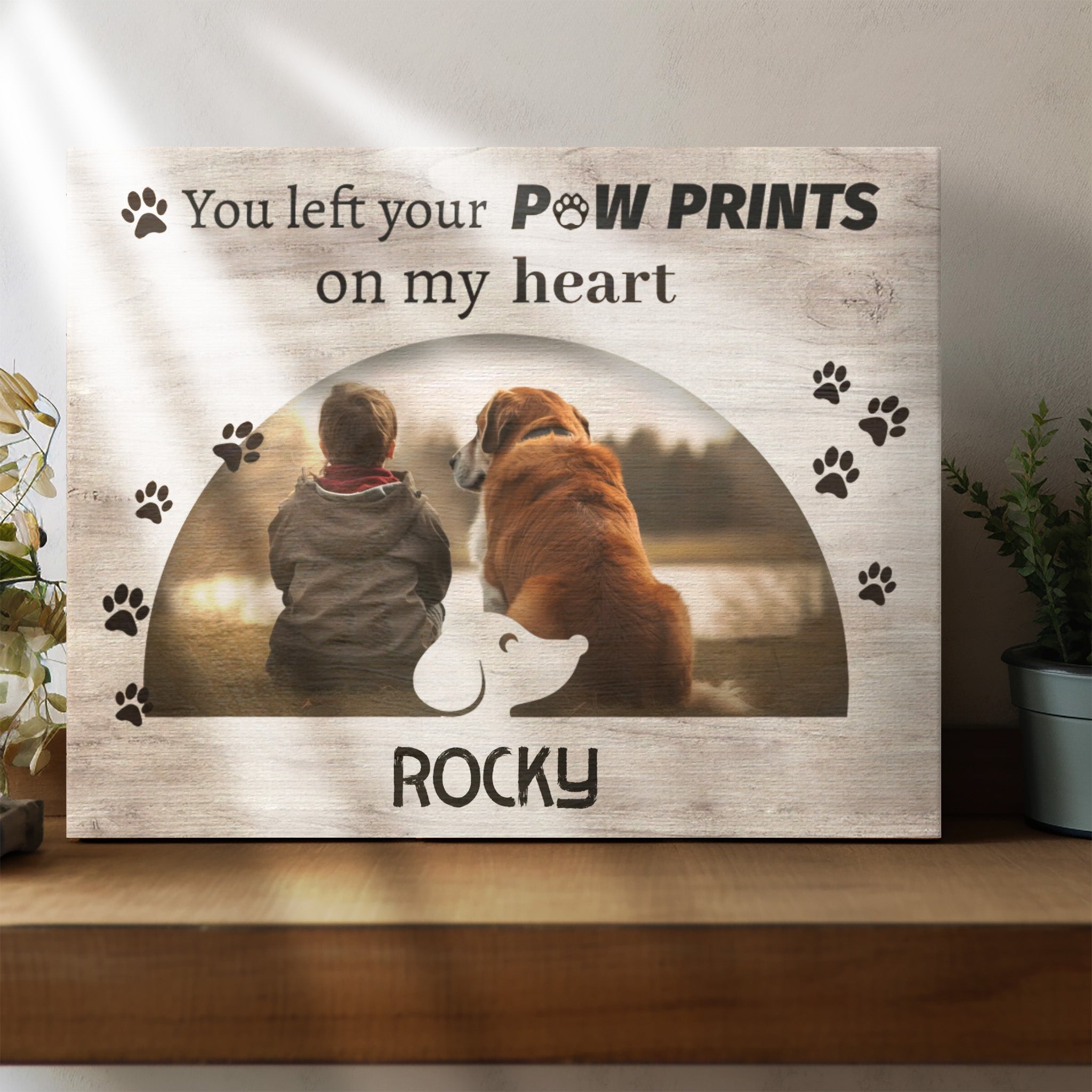 Left Your Paw Prints On My Heart - Personalized Canvas Print Pet Memorial
