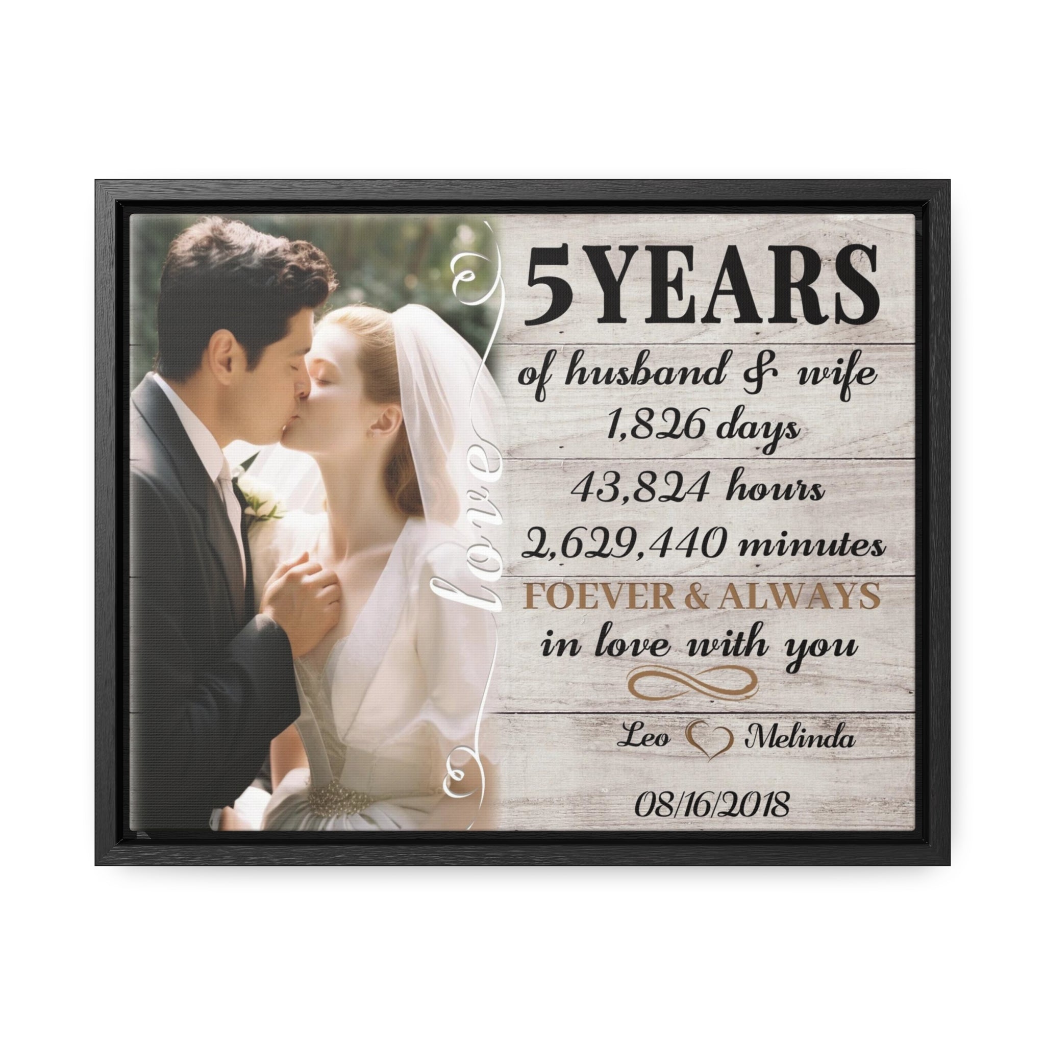 Forever & Always In Love With You - 5th Anniversary Custom Canvas Gift