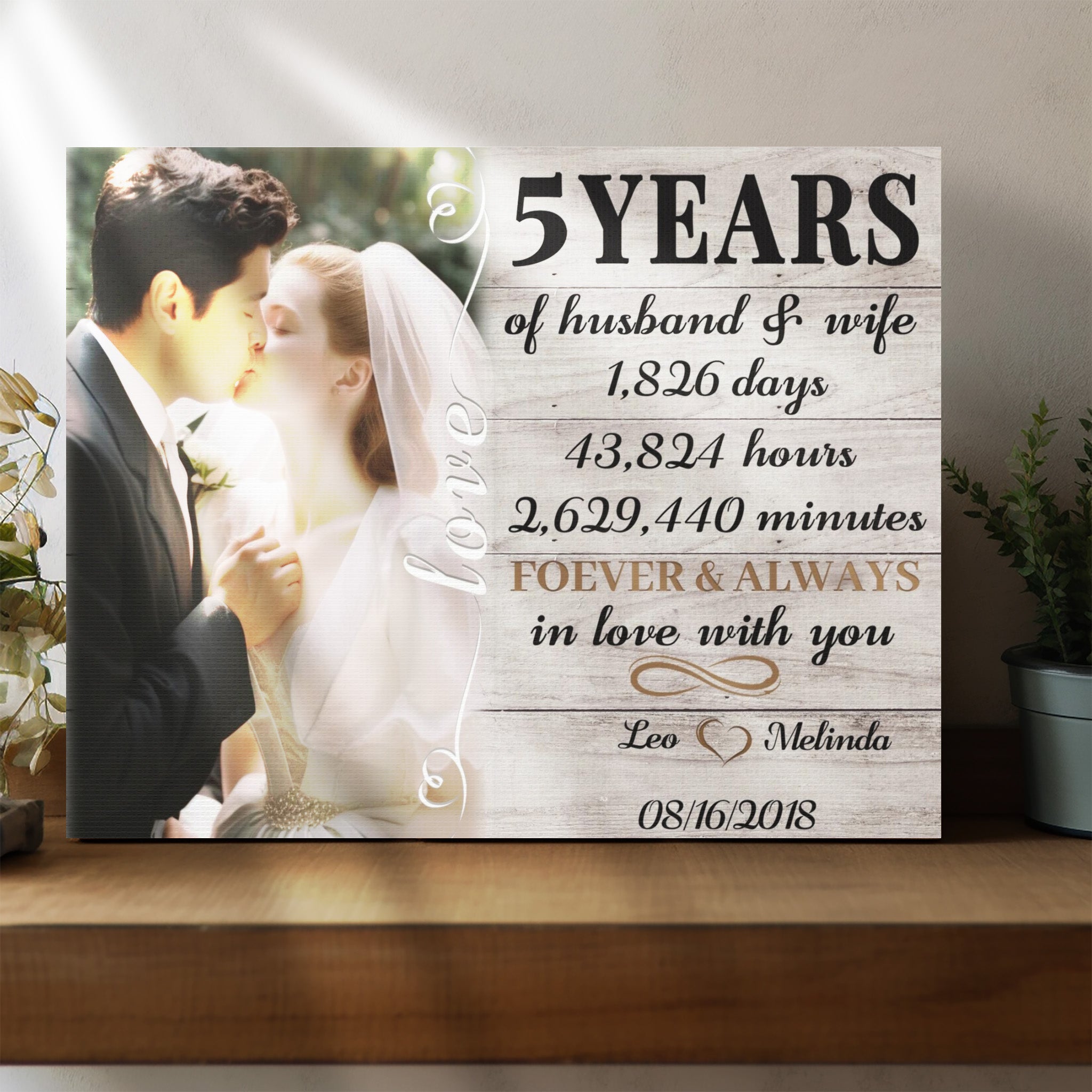 Forever & Always In Love With You - 5th Anniversary Custom Canvas Gift