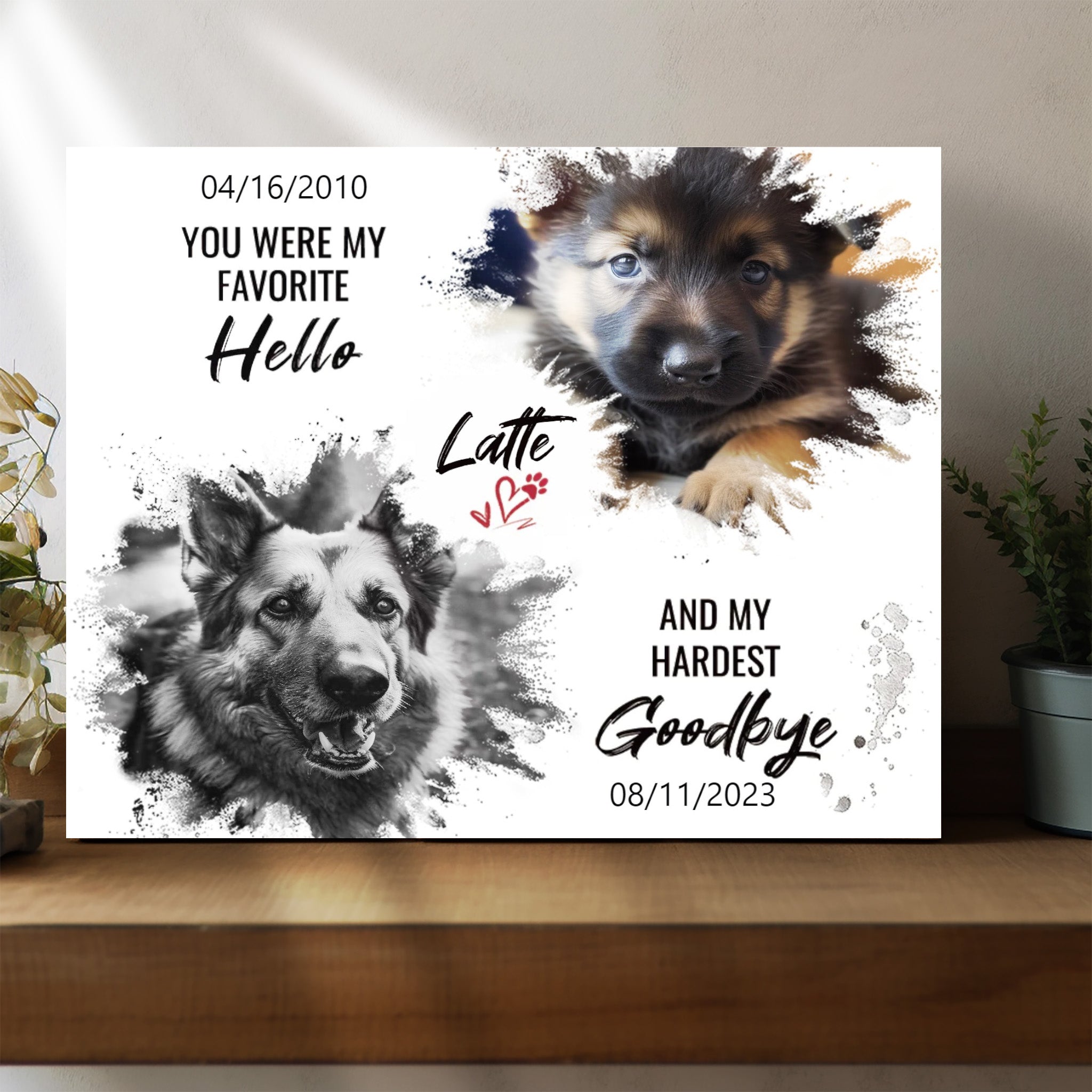 Hardest Goodbye, Hang and Place - Personalized Canvas Print Pet Memorial
