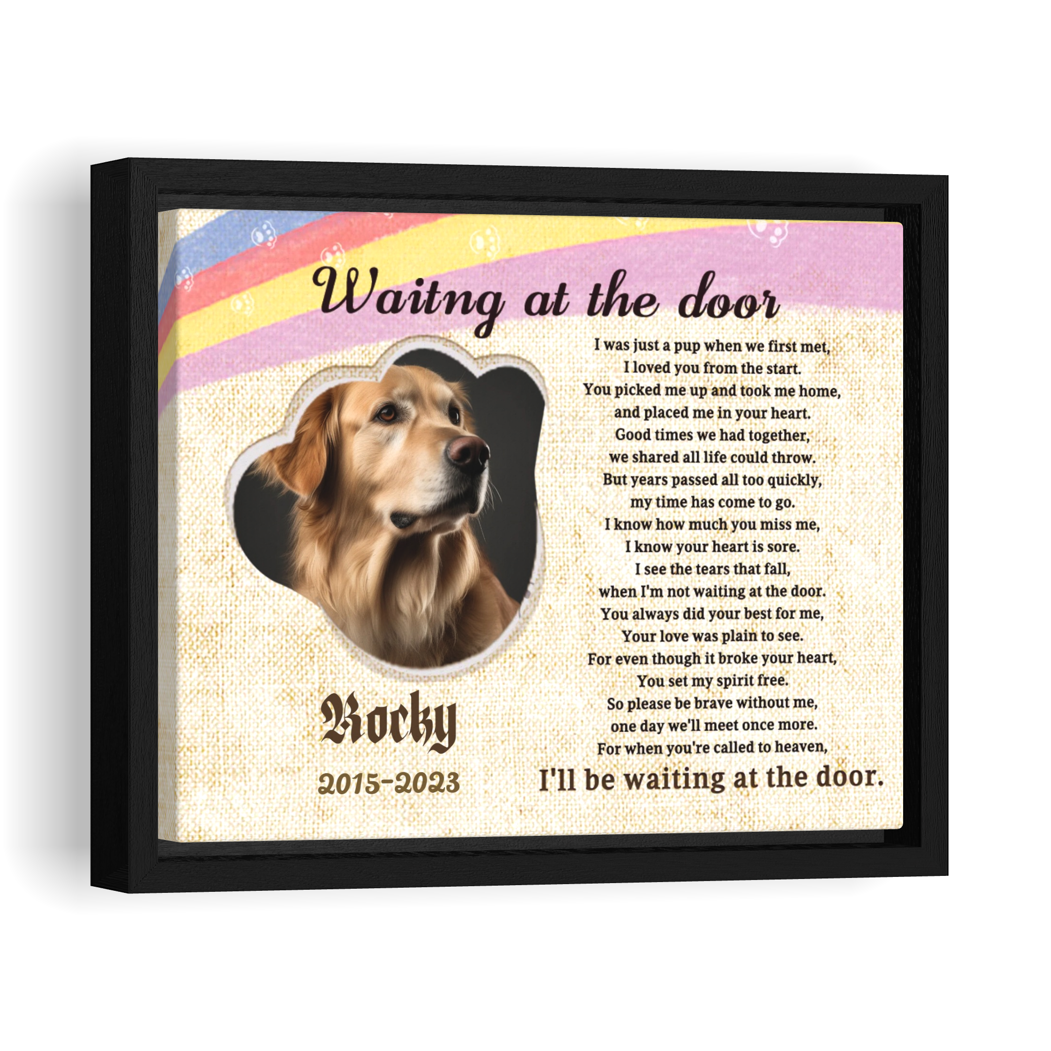 Waiting at the door - Personalized Canvas Print Pet Memorial