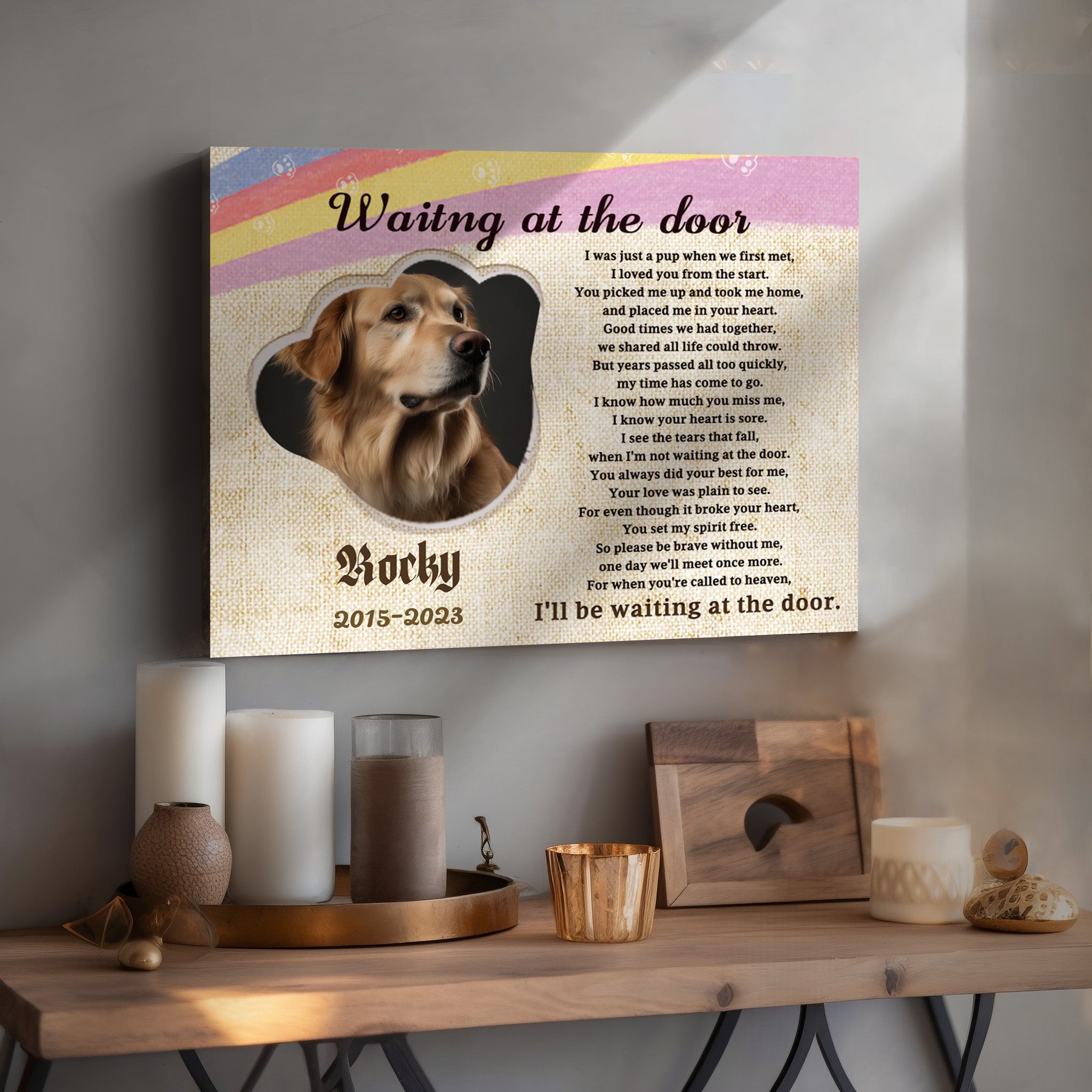 Waiting at the door - Personalized Canvas Print Pet Memorial
