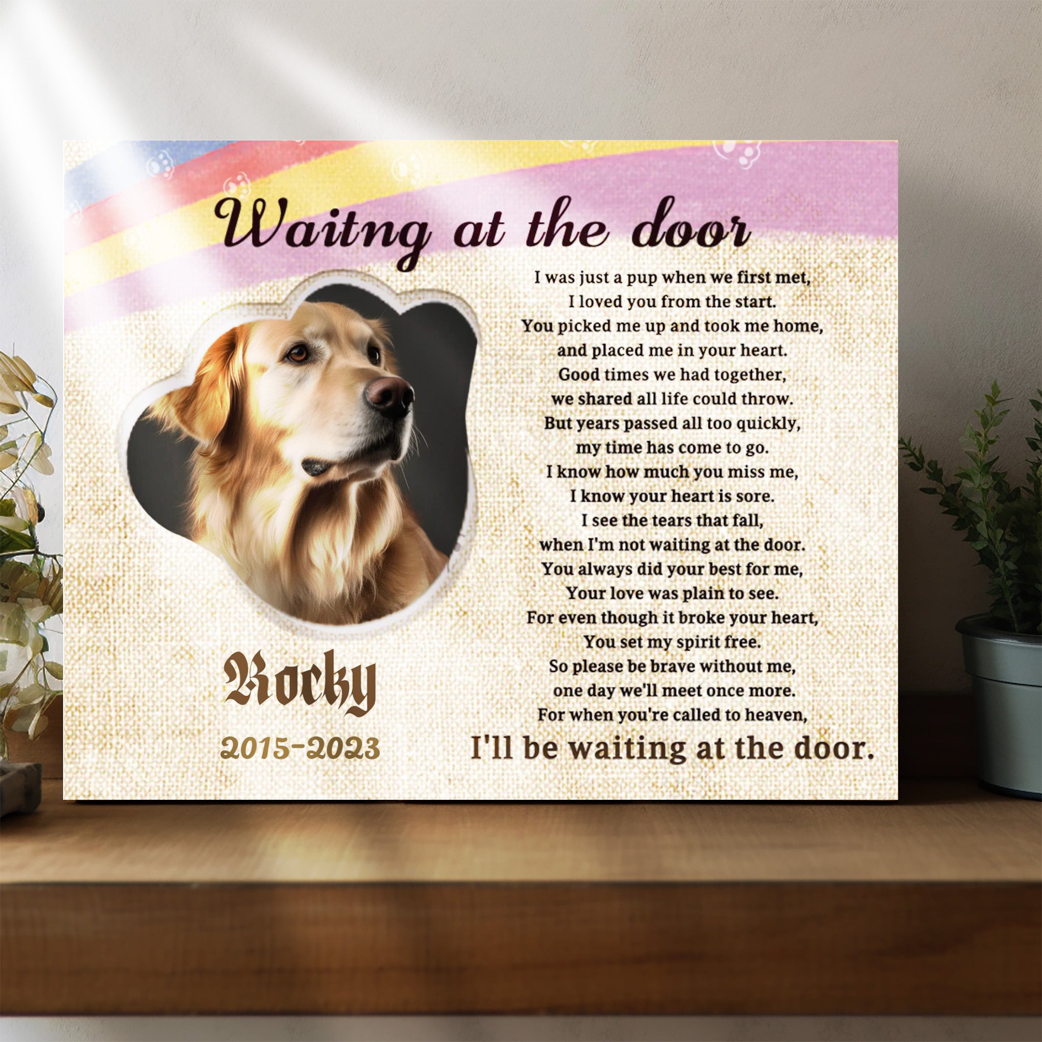 Waiting at the door - Personalized Canvas Print Pet Memorial