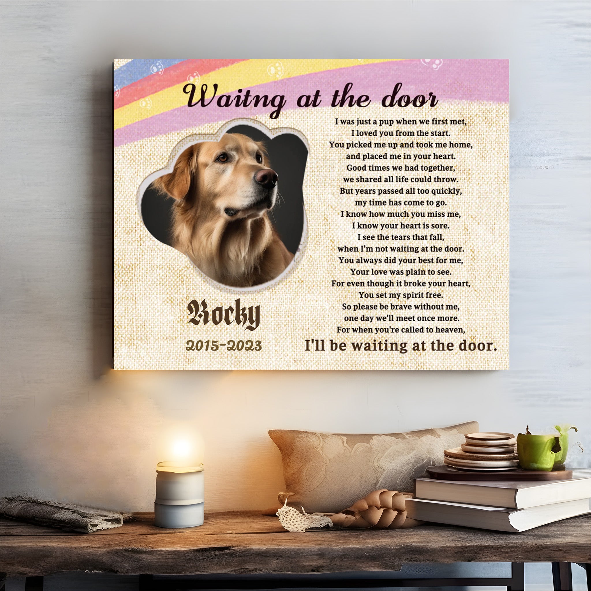 Waiting at the door - Personalized Canvas Print Pet Memorial