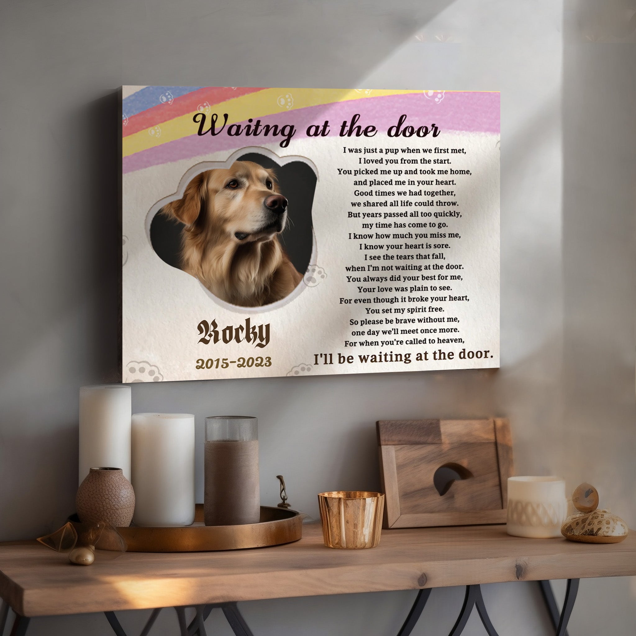Waiting at the door - Personalized Canvas Print Pet Memorial