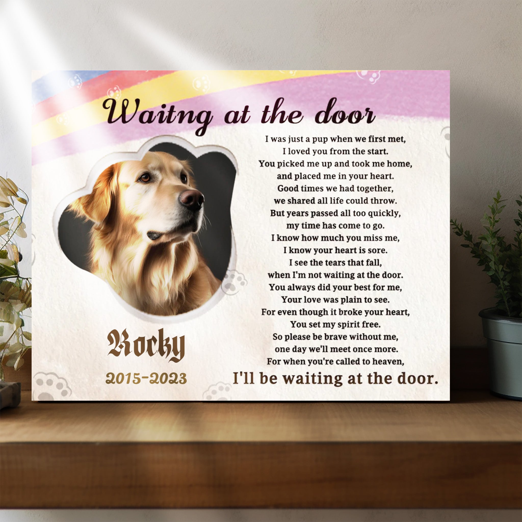 Waiting at the door - Personalized Canvas Print Pet Memorial