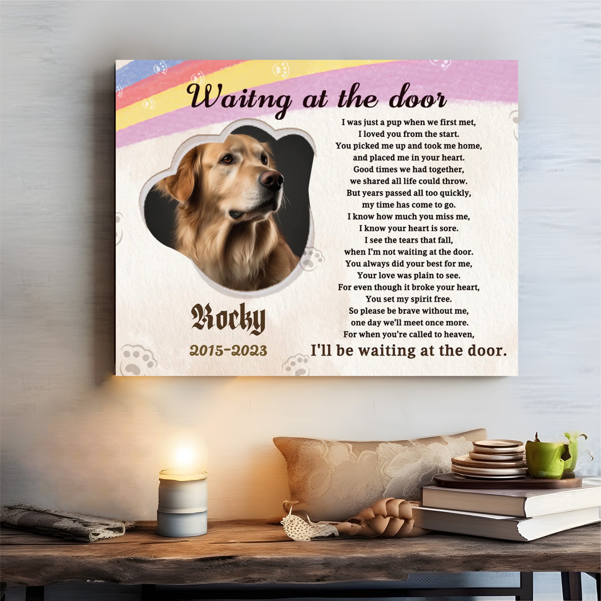 Waiting at the door - Personalized Canvas Print Pet Memorial
