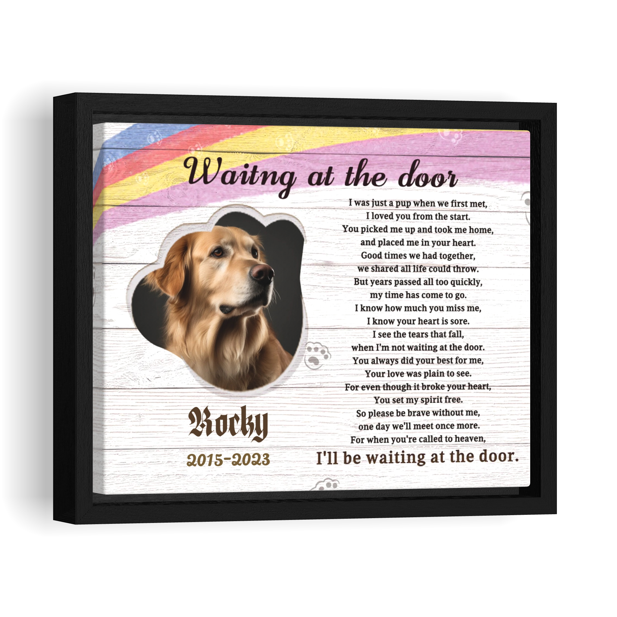 Waiting at the door - Personalized Canvas Print Pet Memorial