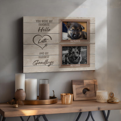 Hardest Goodbye, Hang and Place - Personalized Canvas Print Pet Memorial