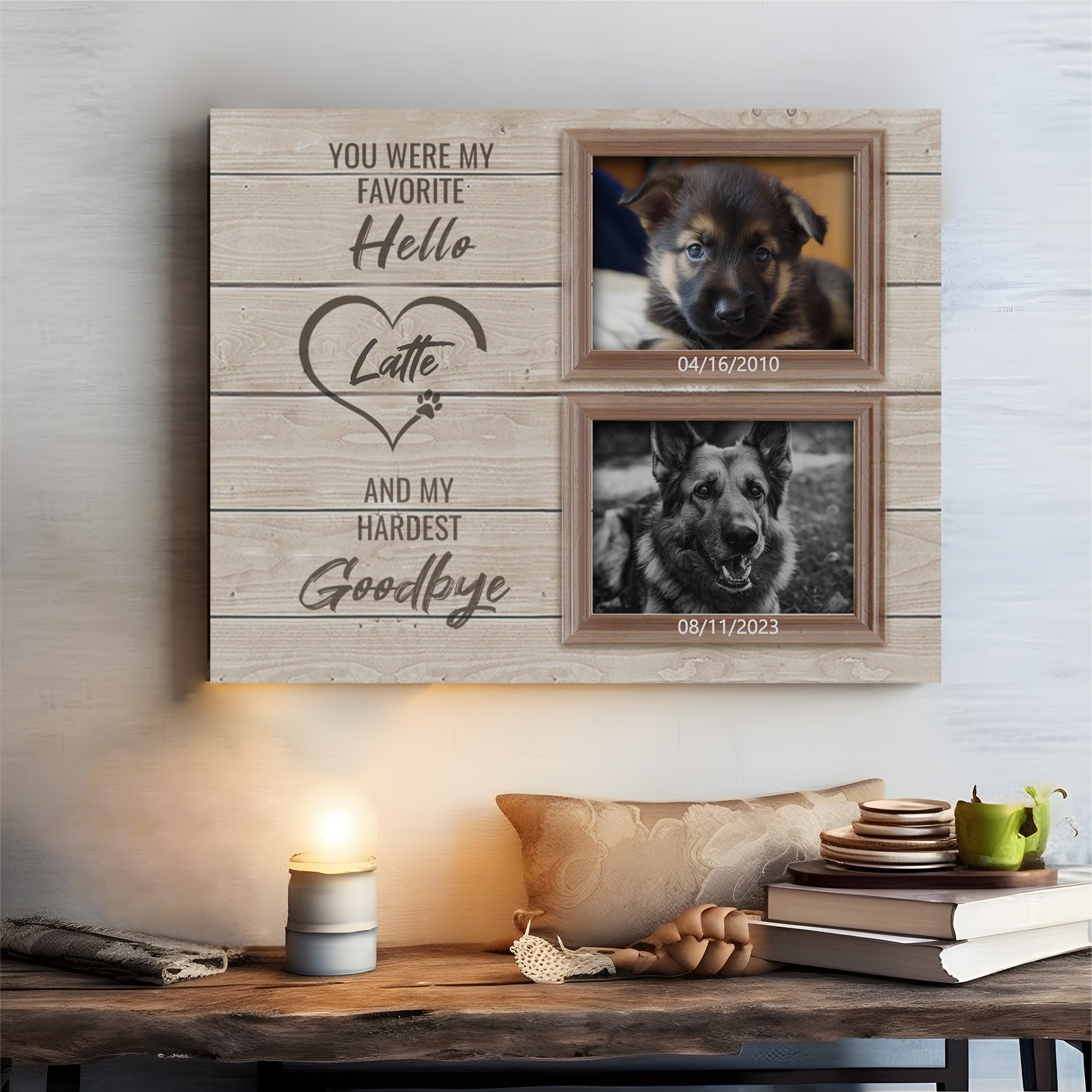 Hardest Goodbye, Hang and Place - Personalized Canvas Print Pet Memorial