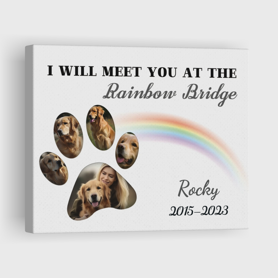 Minimalist Dog Paw Print, Hang and Place - Personalized Canvas Print Pet Memorial