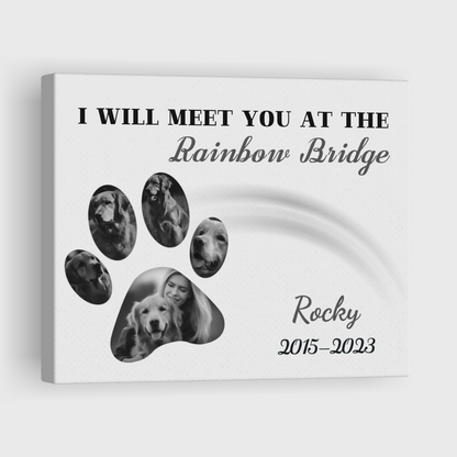 Minimalist Dog Paw Print, Hang and Place - Personalized Canvas Print Pet Memorial