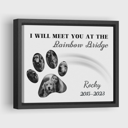 Minimalist Dog Paw Print, Hang and Place - Personalized Canvas Print Pet Memorial