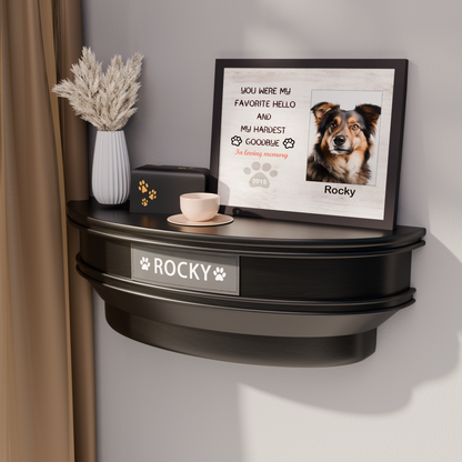 Wall‑Mounted Pet Memorial Shelf with Storage Compartment 