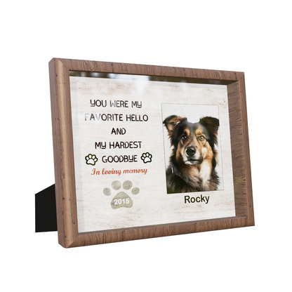 Tabletop Dog Memory Picture Frame With Protector - Custom Print Pet Memorial