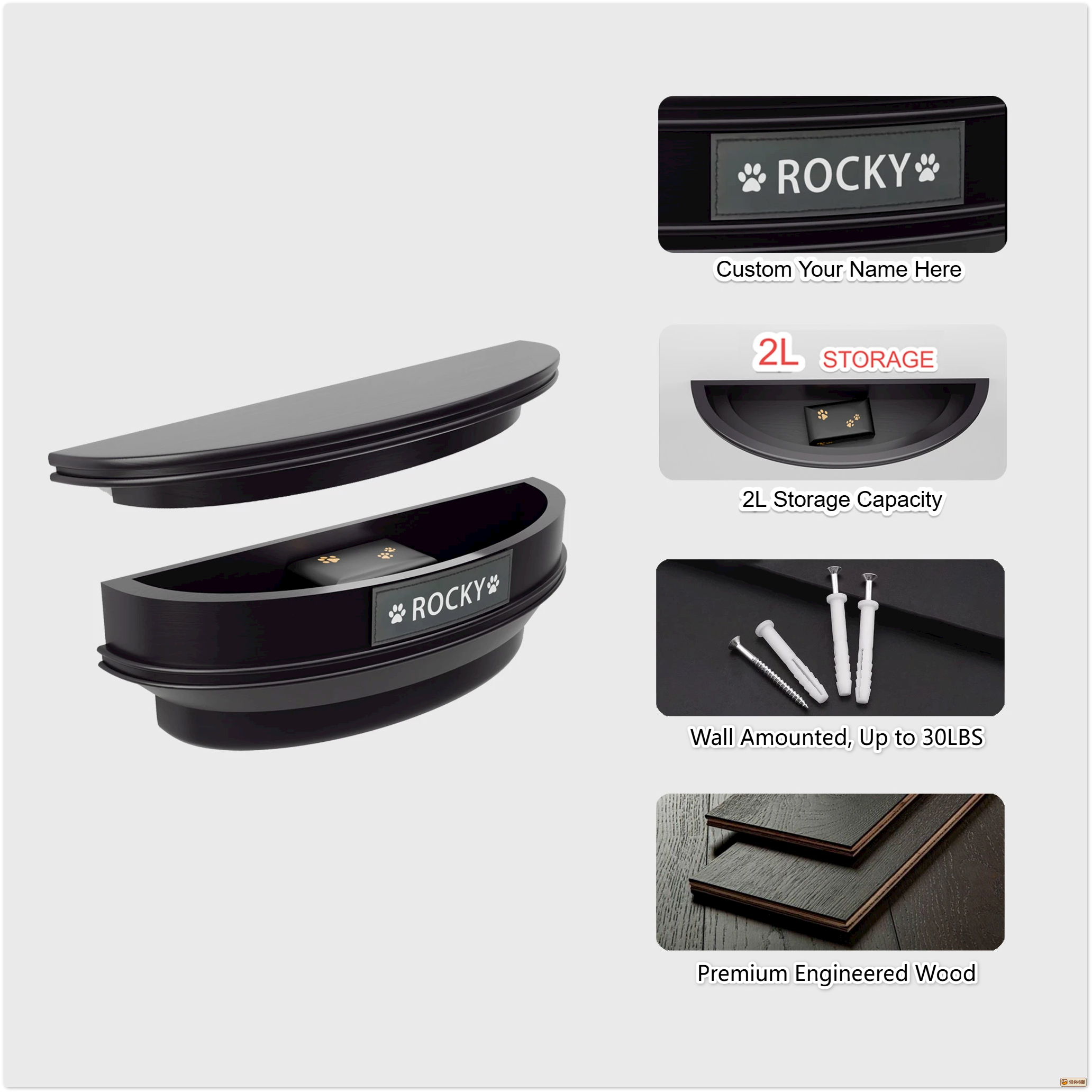 Wall‑Mounted Pet Memorial Shelf with Storage Compartment 