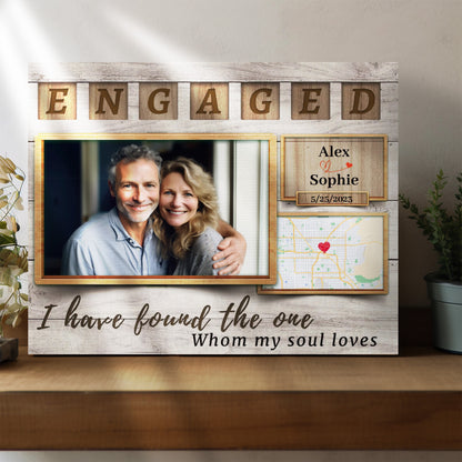 Newly Engaged - Custom Map Canvas Print