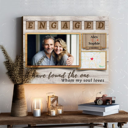 Newly Engaged - Custom Map Canvas Print