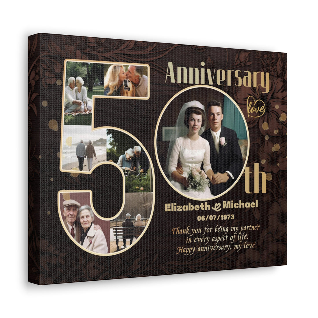 My Partner  - Personalized 50th Year Anniversary Collage Canvas Print