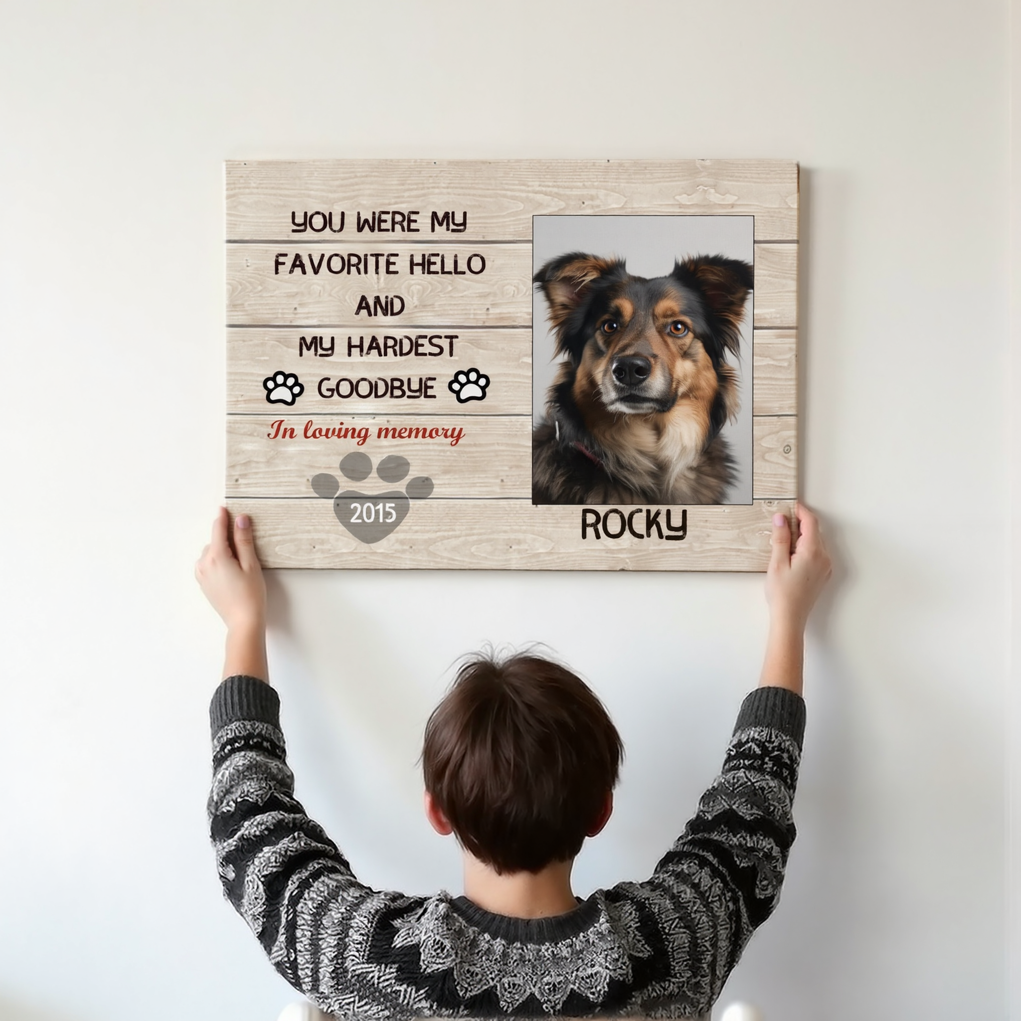Tabletop Dog Memory Picture Frame With Protector - Custom Print Pet Memorial