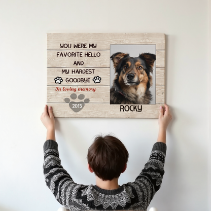 Tabletop Dog Memory Picture Frame With Protector - Custom Print Pet Memorial