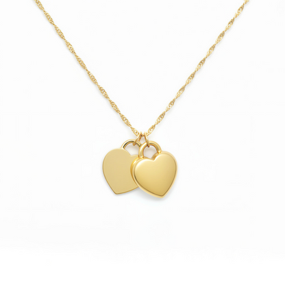 Heart Urn Necklace — Personalized 14K Gold–Plated Double Heart Cremation Pendant