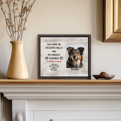 Tabletop Dog Memory Picture Frame With Protector - Custom Print Pet Memorial
