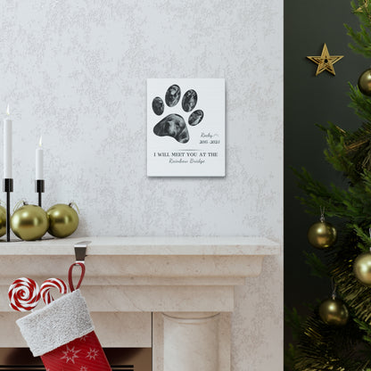 Minimalist Dog Paw Print - Personalized Canvas Print Pet Memorial