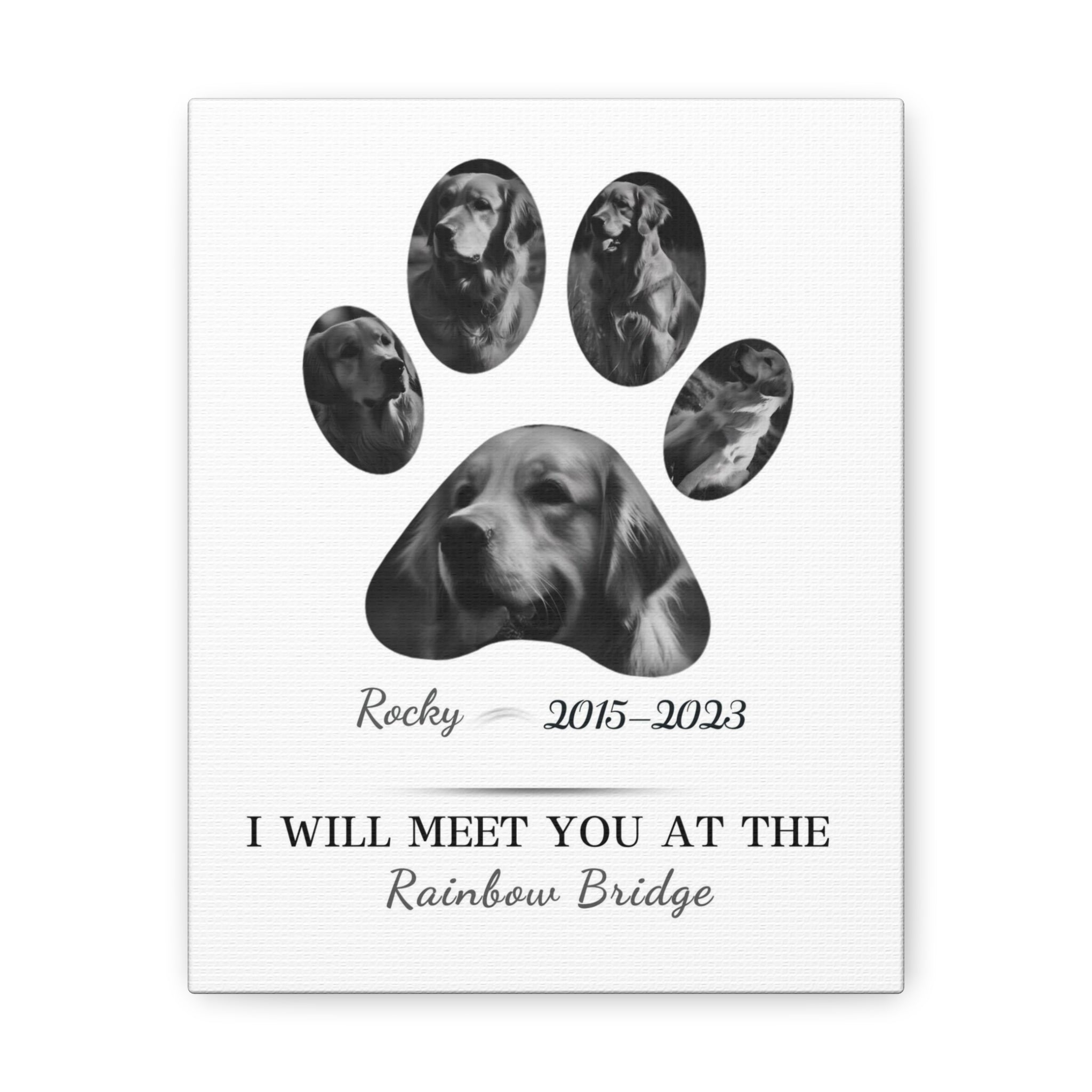 Minimalist Dog Paw Print - Personalized Canvas Print Pet Memorial