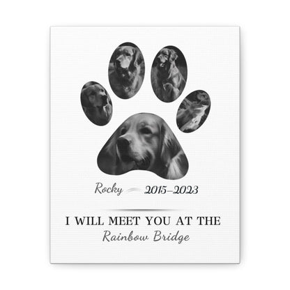 Minimalist Dog Paw Print - Personalized Canvas Print Pet Memorial