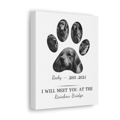 Minimalist Dog Paw Print - Personalized Canvas Print Pet Memorial