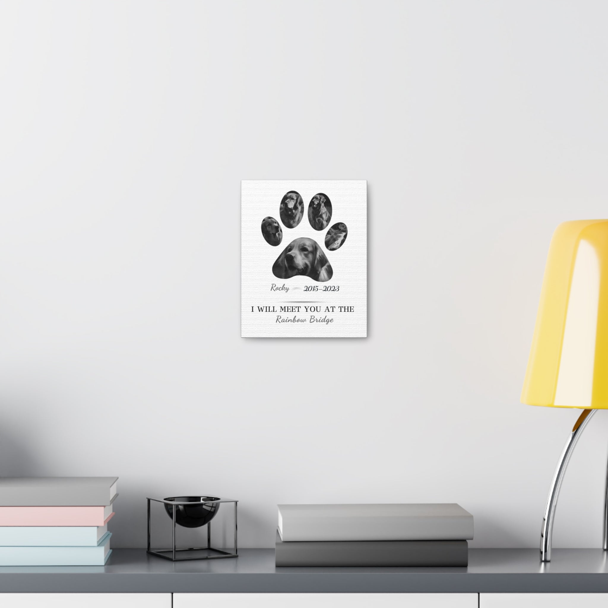 Minimalist Dog Paw Print - Personalized Canvas Print Pet Memorial