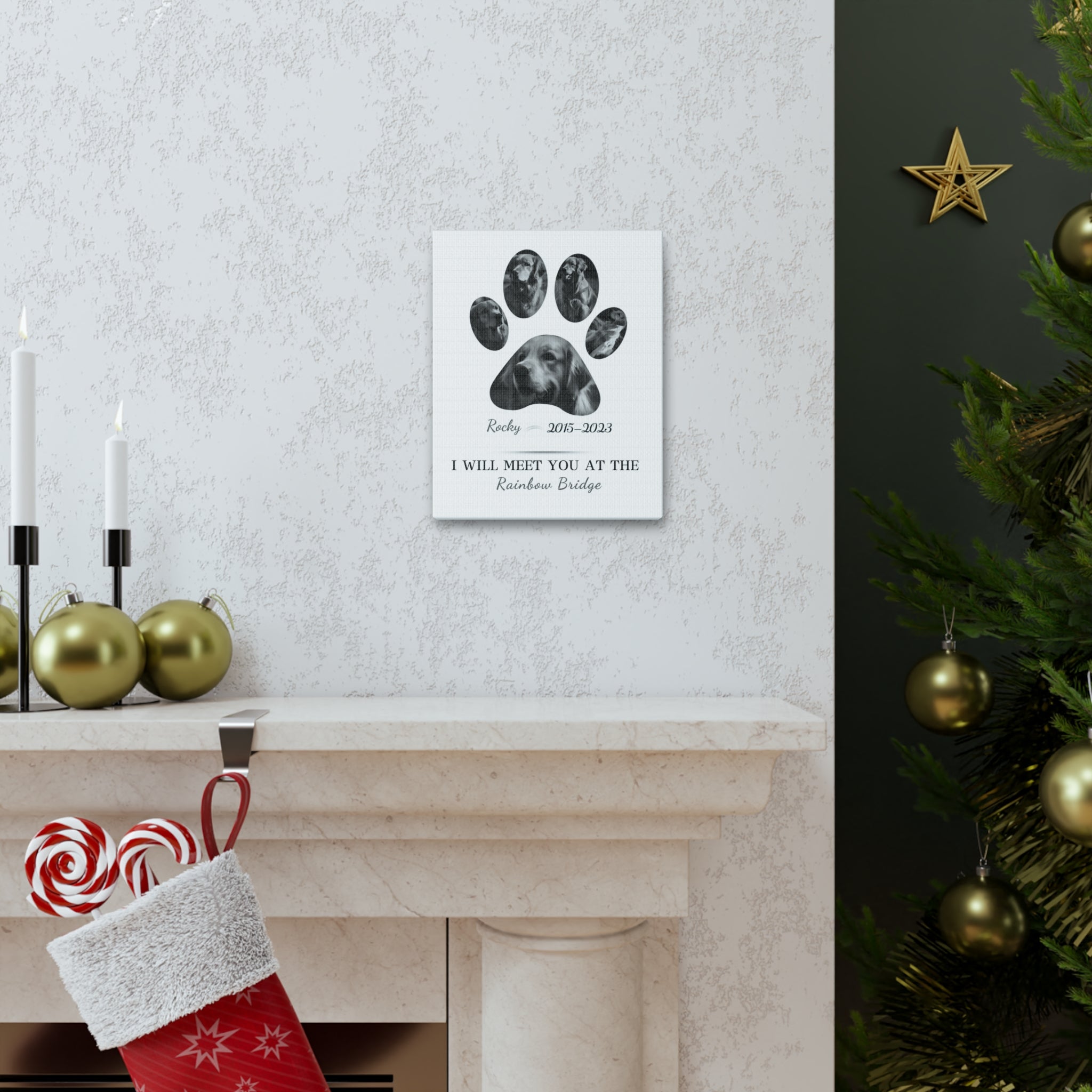 Minimalist Dog Paw Print - Personalized Canvas Print Pet Memorial