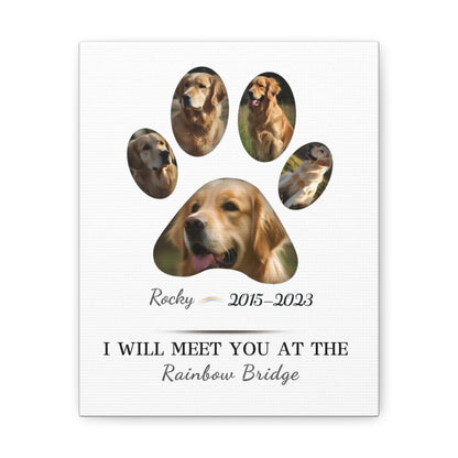 Minimalist Dog Paw Print - Personalized Canvas Print Pet Memorial