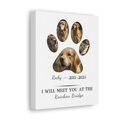 Minimalist Dog Paw Print - Personalized Canvas Print Pet Memorial