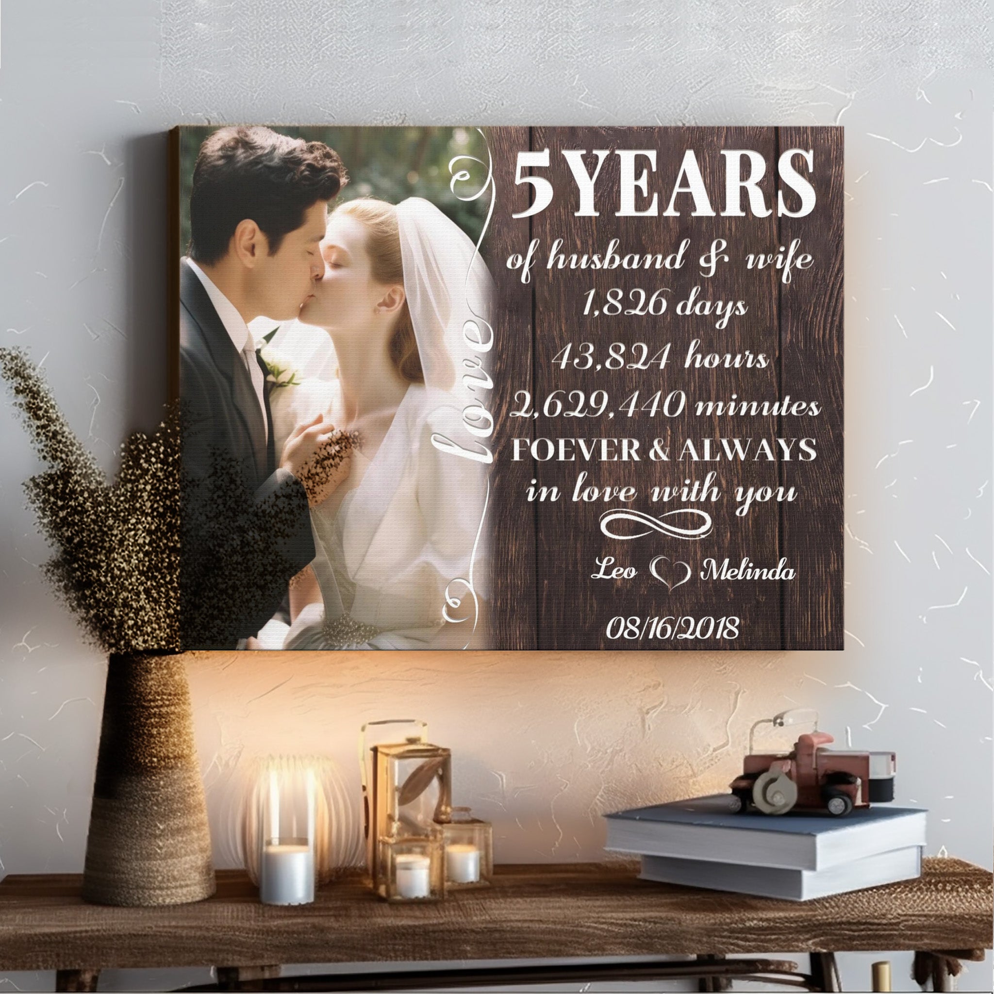 Forever ＆ Always In Love With You - 5th Anniversary Custom Canvas Gift