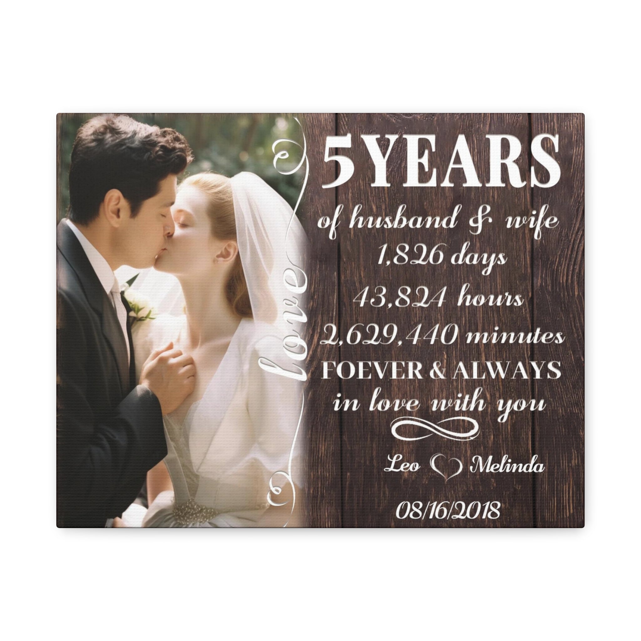 Forever ＆ Always In Love With You - 5th Anniversary Custom Canvas Gift