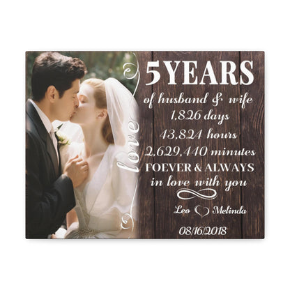 Forever ＆ Always In Love With You - 5th Anniversary Custom Canvas Gift