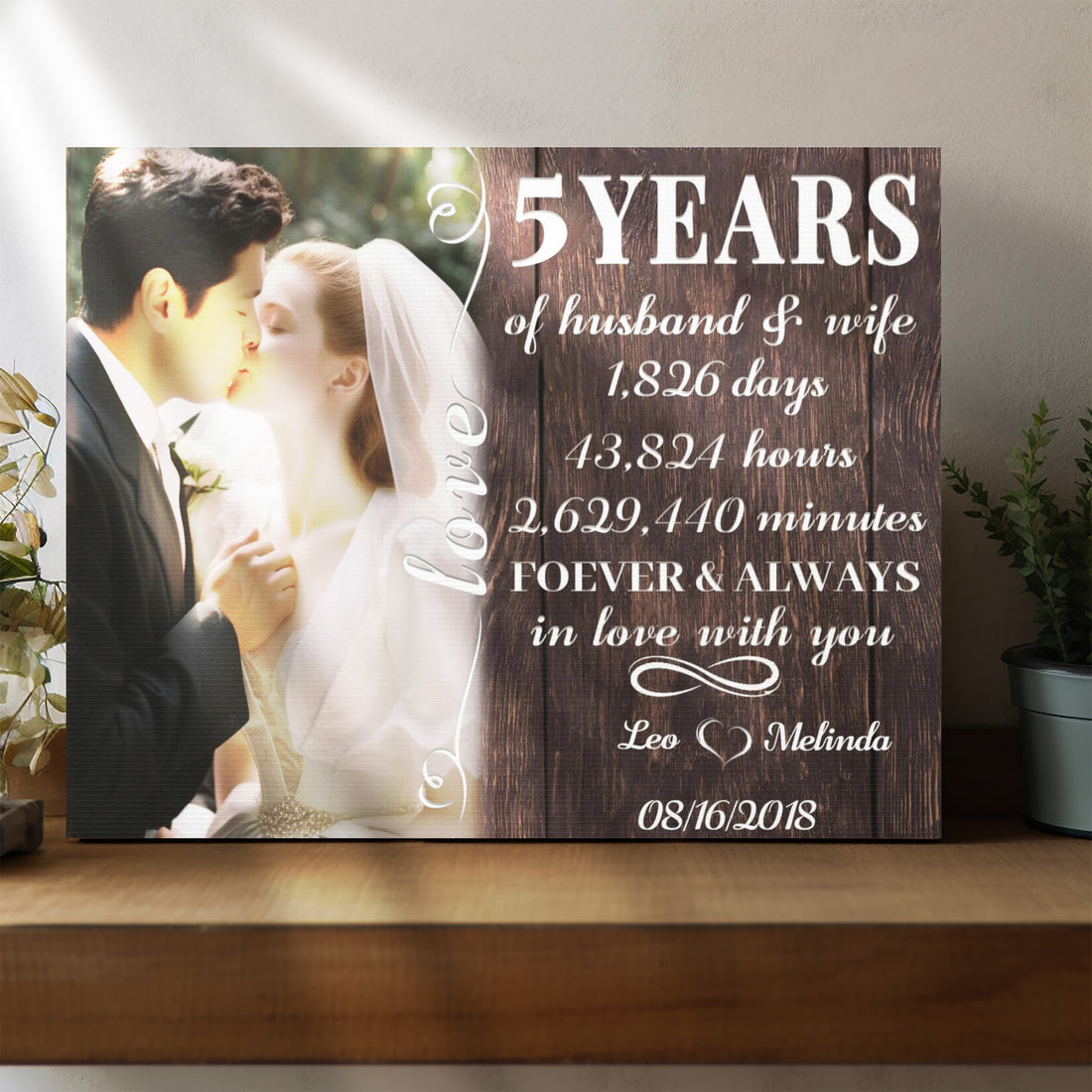 Forever ＆ Always In Love With You - 5th Anniversary Custom Canvas Gift