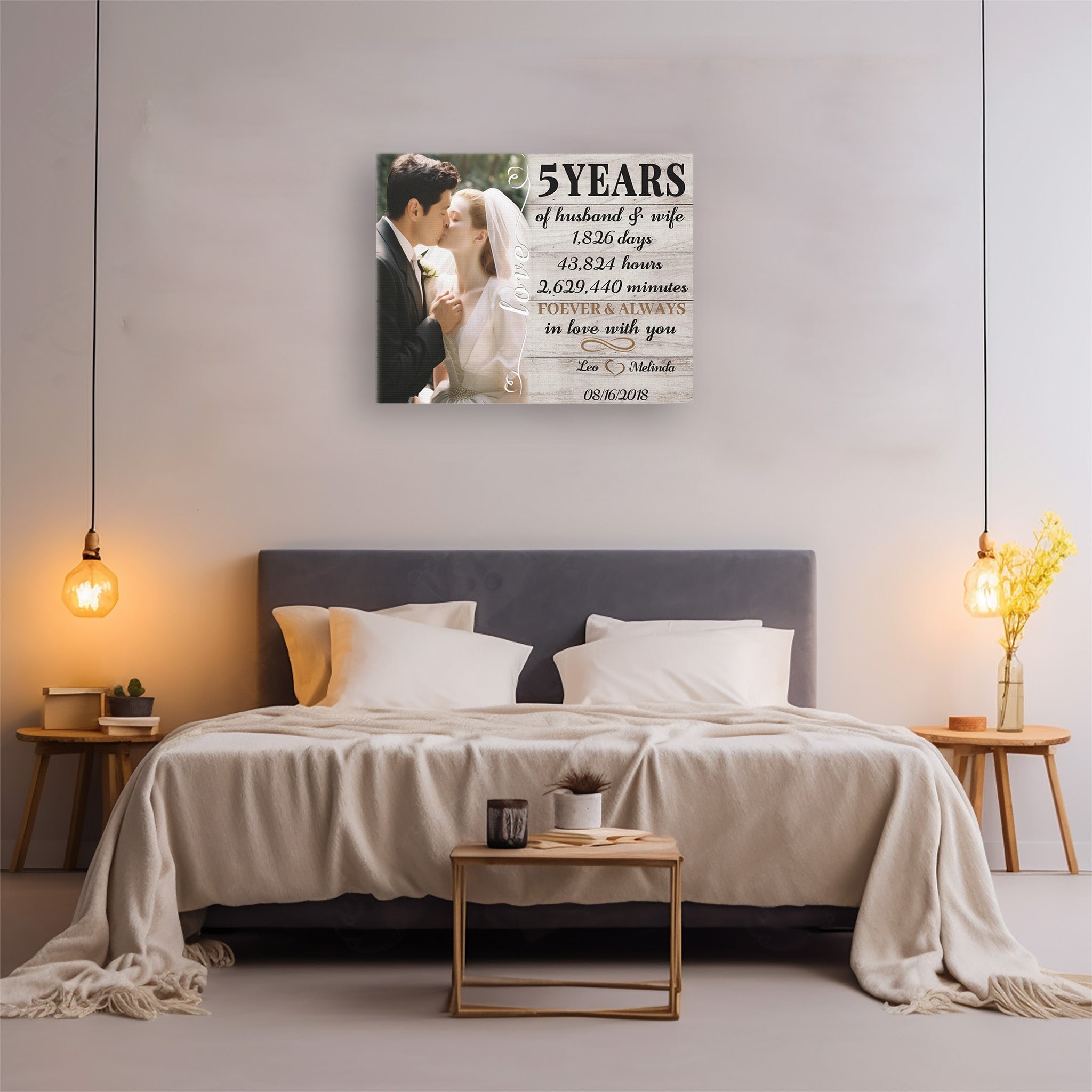 Forever ＆ Always In Love With You - 5th Anniversary Custom Canvas Gift