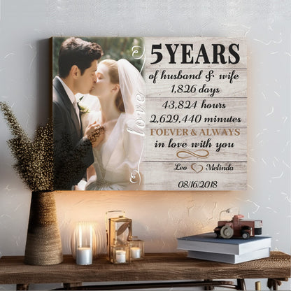 Forever ＆ Always In Love With You - 5th Anniversary Custom Canvas Gift