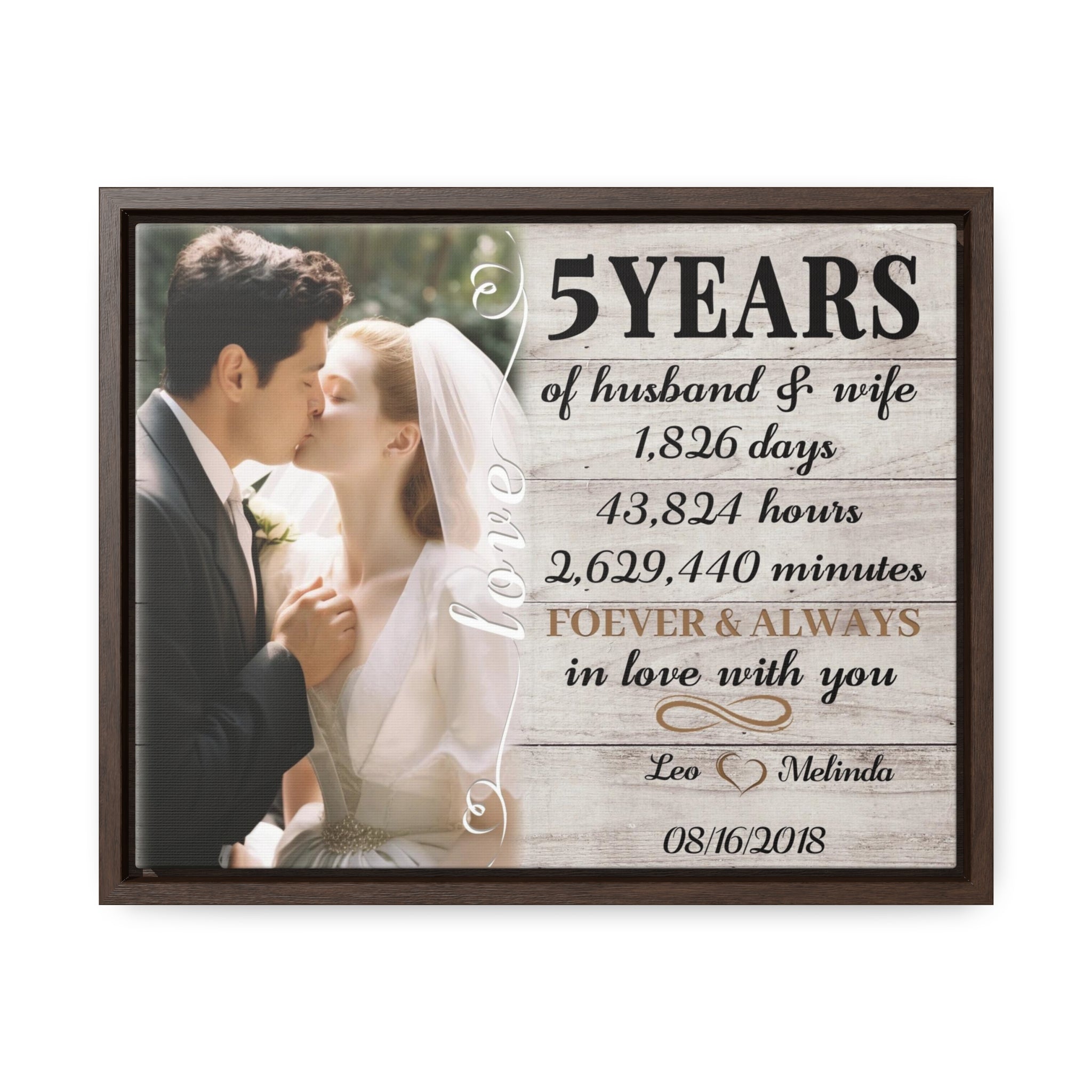 Forever ＆ Always In Love With You - 5th Anniversary Custom Canvas Gift